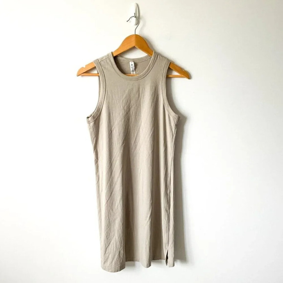 Lululemon Classic Fit Cotton Blend Sleeveless Dress Beige Raw Linen Size 4 - Picture 5 of 8